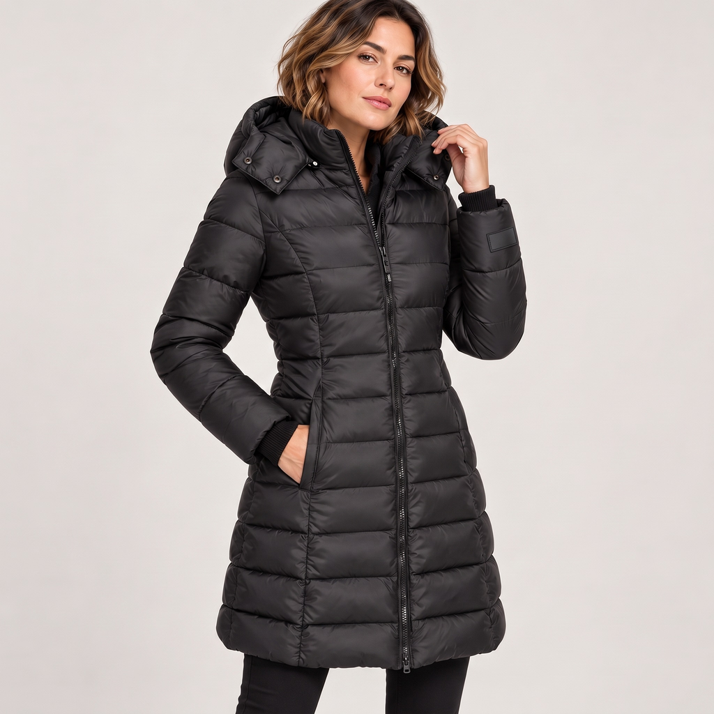 Cristina | Parka acolchada midi con capucha