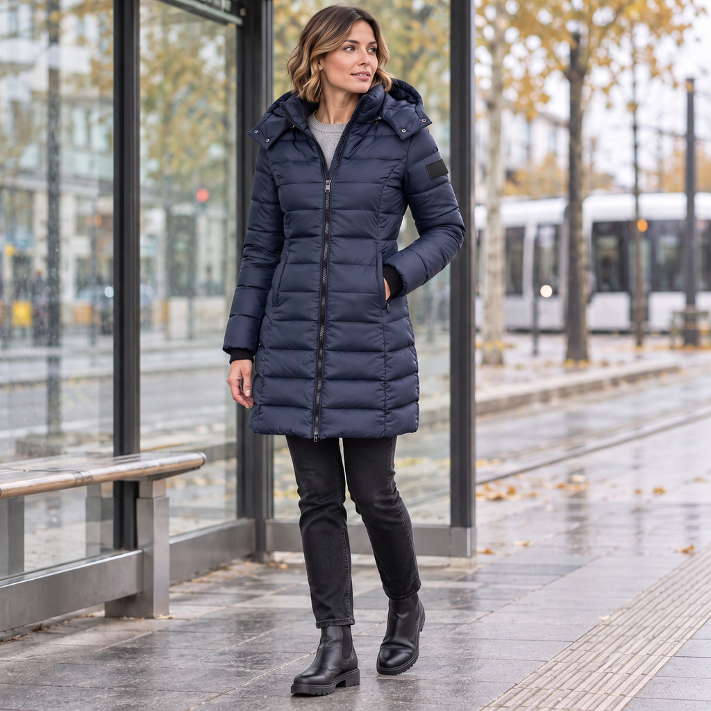 Cristina | Parka acolchada midi con capucha