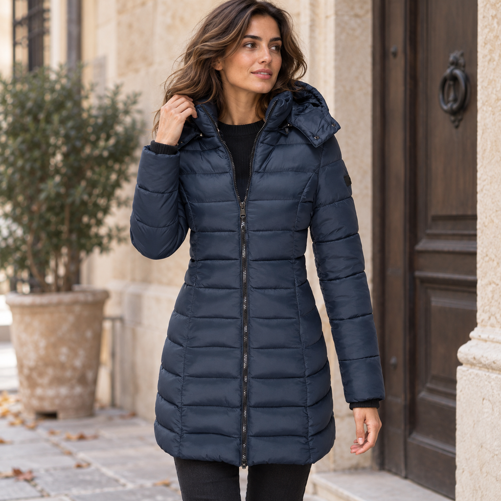 Cristina | Parka acolchada midi con capucha