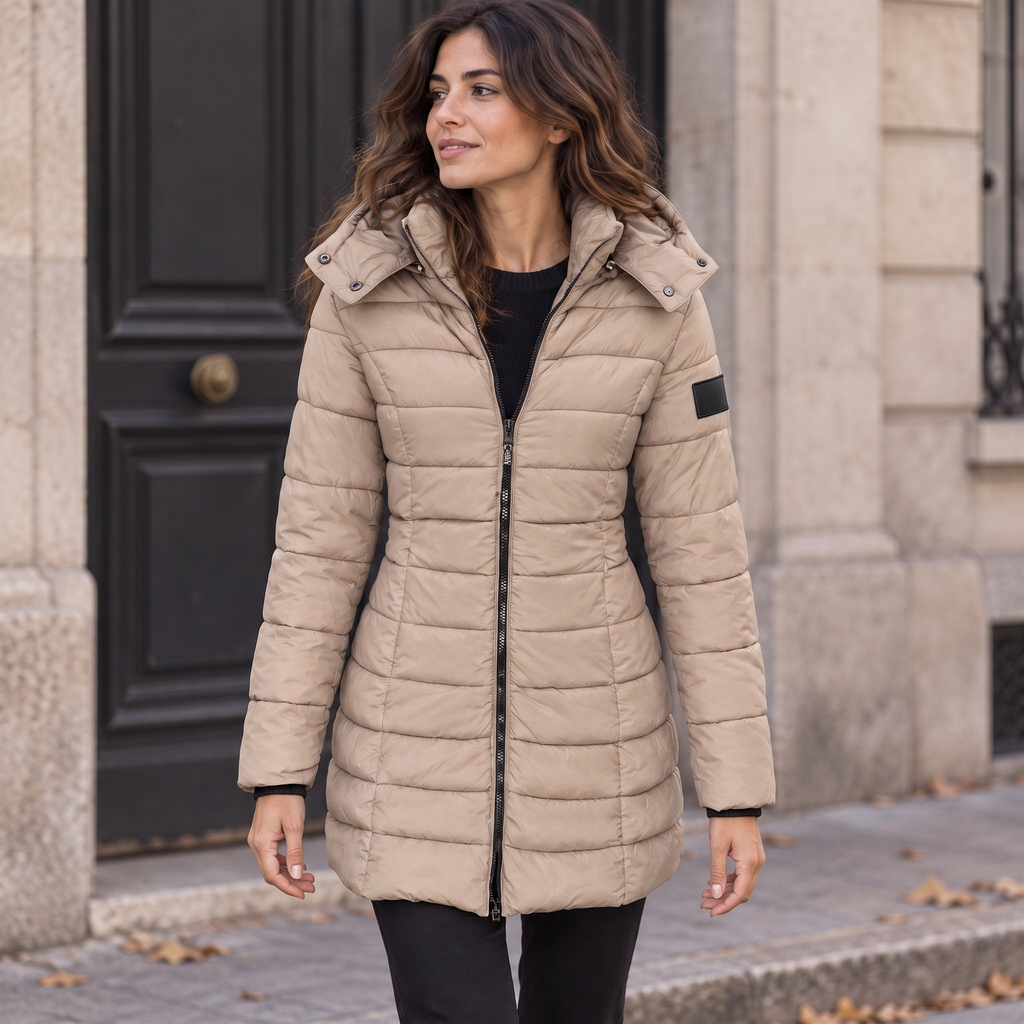 Cristina | Parka acolchada midi con capucha