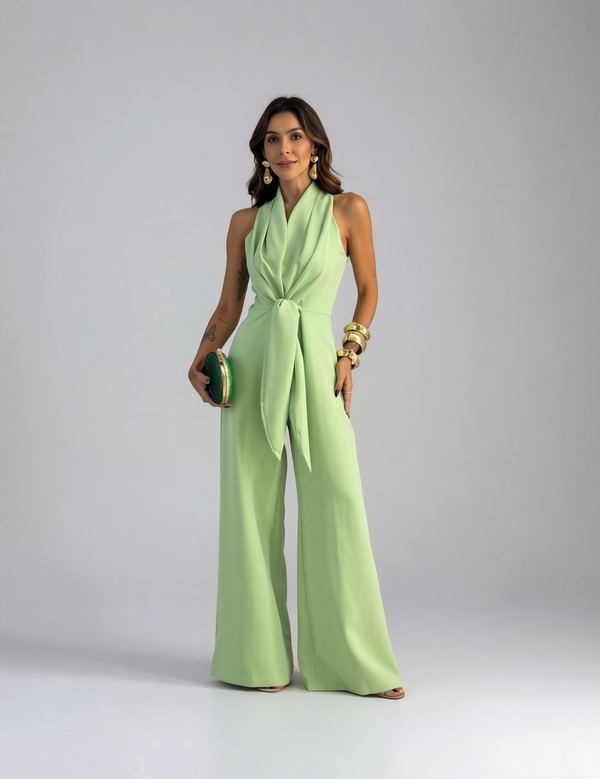 Arabella | Mono de cuello halter y pierna ancha