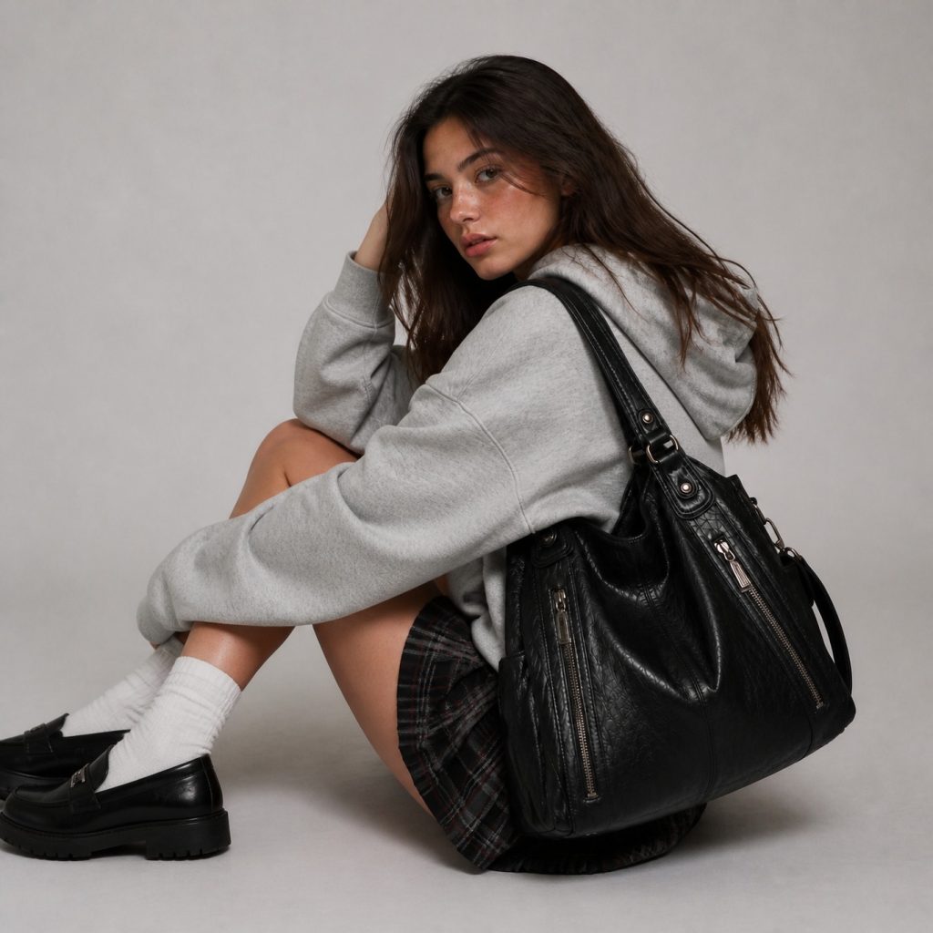 Léa | Bolso bandolera con cremalleras diagonales