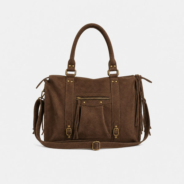 Marion | Bolso de ante marrón con flecos