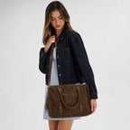Marion | Bolso de ante marrón con flecos