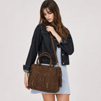Marion | Bolso de ante marrón con flecos