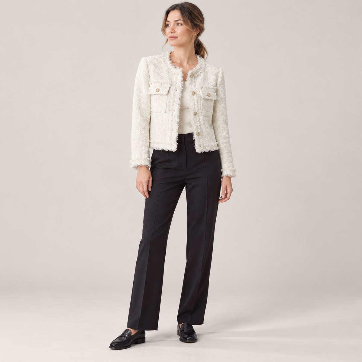 Tatiana | Chaqueta tweed con flecos