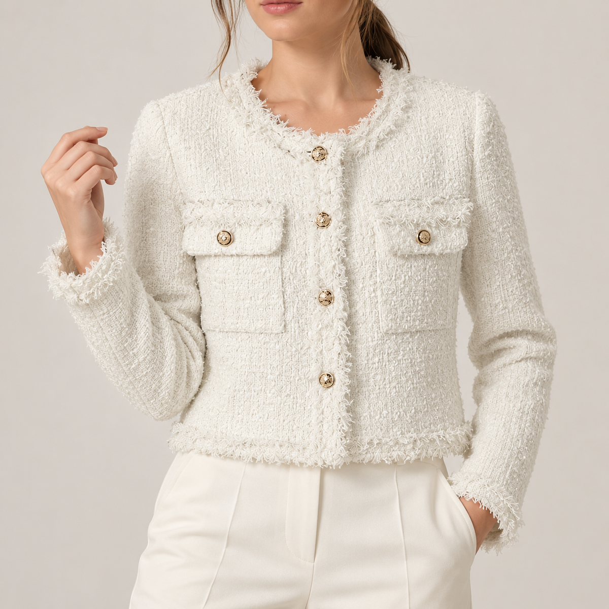 Tatiana | Chaqueta tweed con flecos