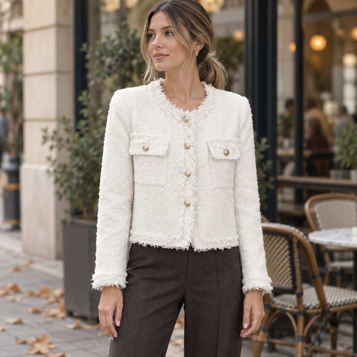Tatiana | Chaqueta tweed con flecos