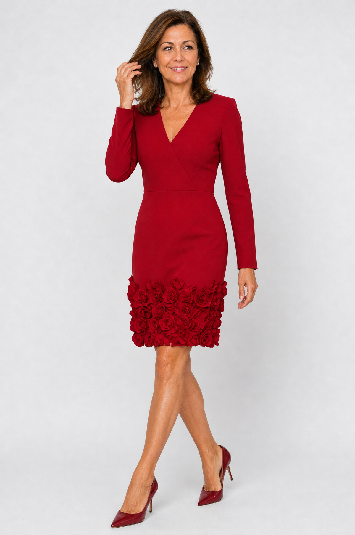 Rosalía | Vestido elegante con rosas en relieve